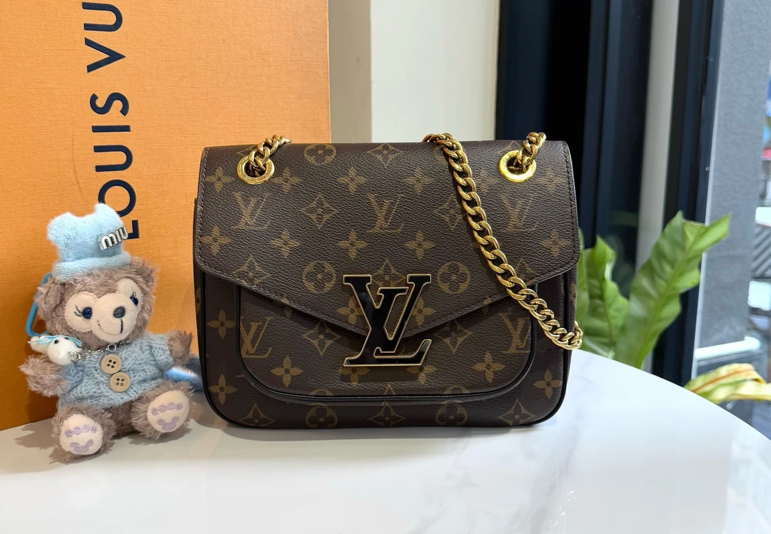 99新 LouisVuitton/路易威登 LV Passy 老花 邮差包 芯片款/9524