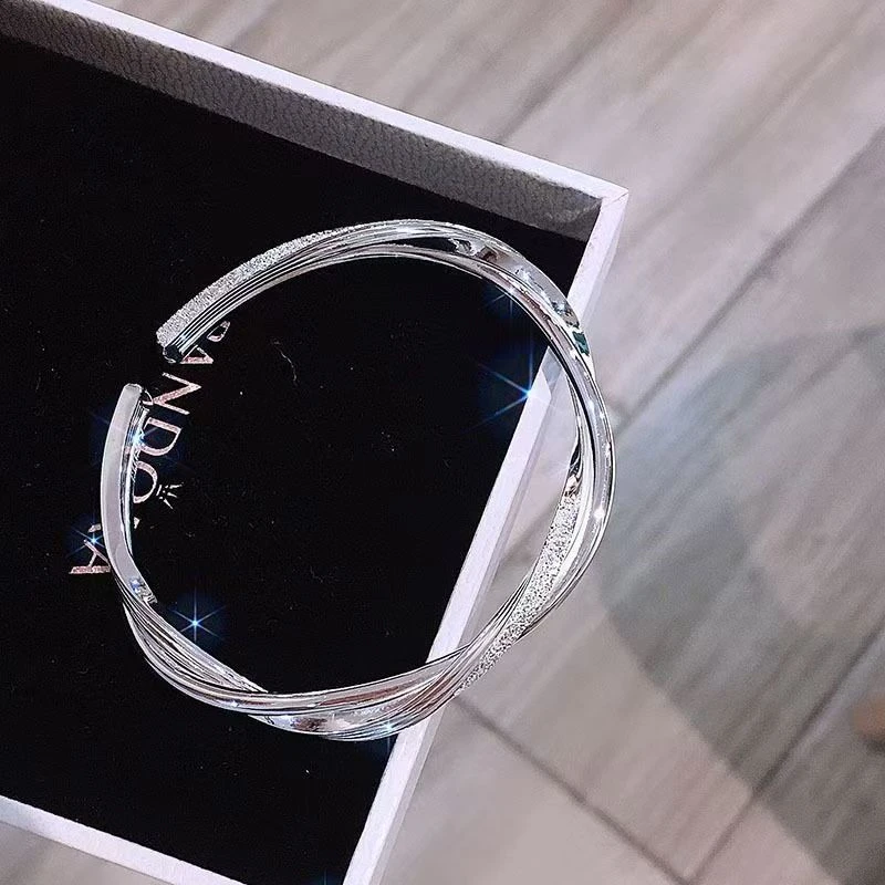 足银手镯 9999 爱交织莫比乌斯麻花手镯 货号028