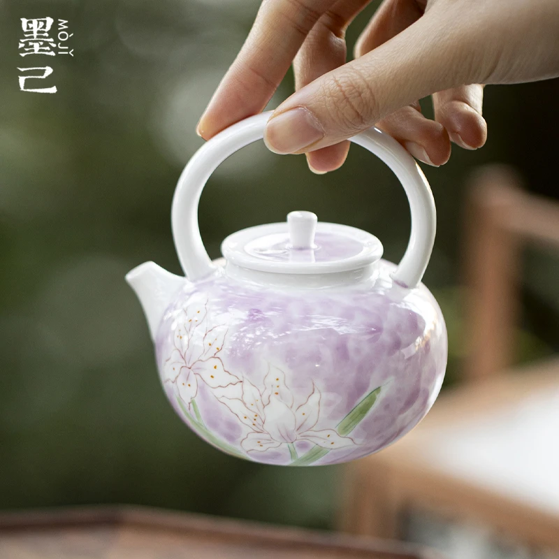 墨己 玉泥-百合紫深-圆满提梁壶