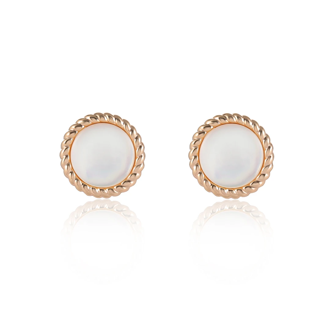 铜合金贝壳耳饰 CNC精工 圆圈气质优雅高贵耳钉 4233