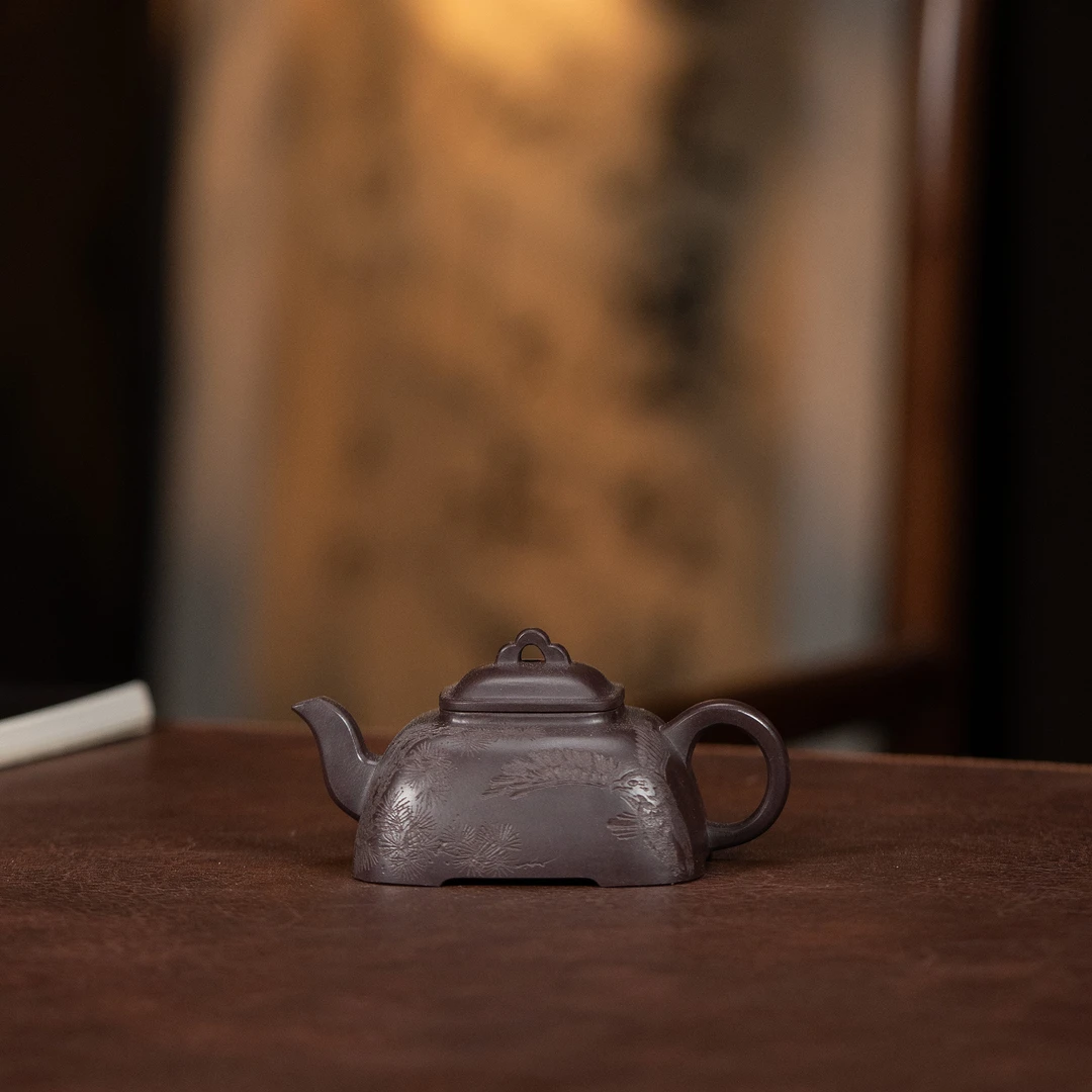 【利贞l觚棱】原矿老紫泥约100cc手工制宜兴紫砂壶茶具ZZ