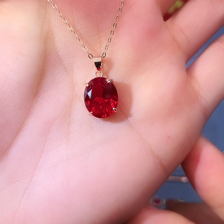 红宝石吊坠(赠链)银S925镶嵌