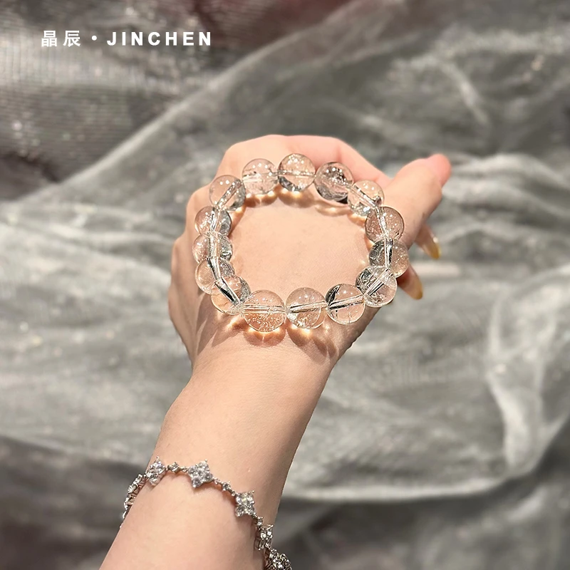 【星轨结晶】天然白水晶手串透明珠子巴西水晶手链正品男女款
