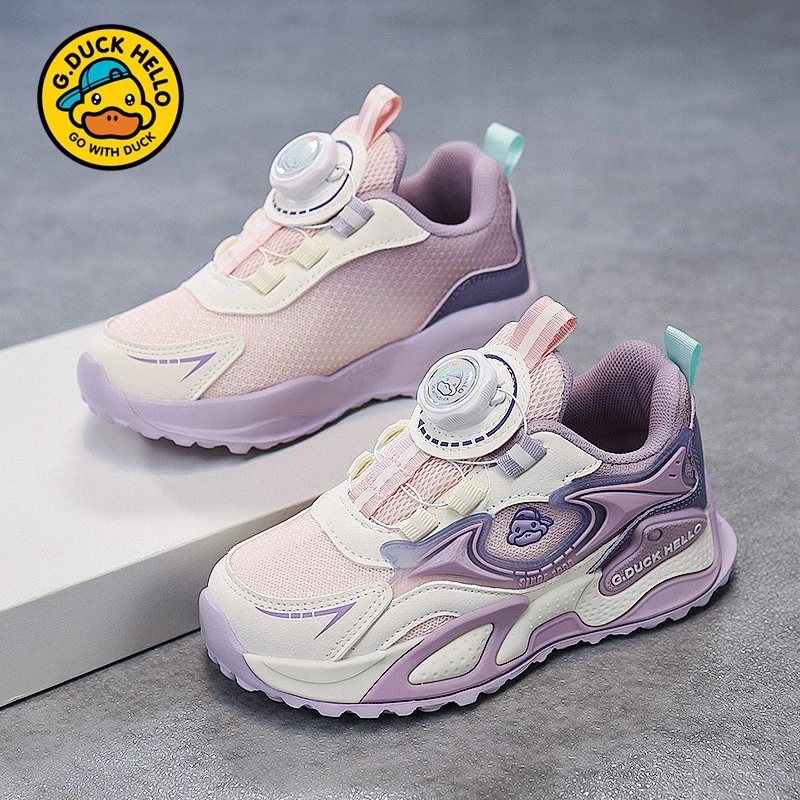 小黄鸭女童爆款网面运动鞋2025春秋新款中大童男童透气休闲跑步鞋