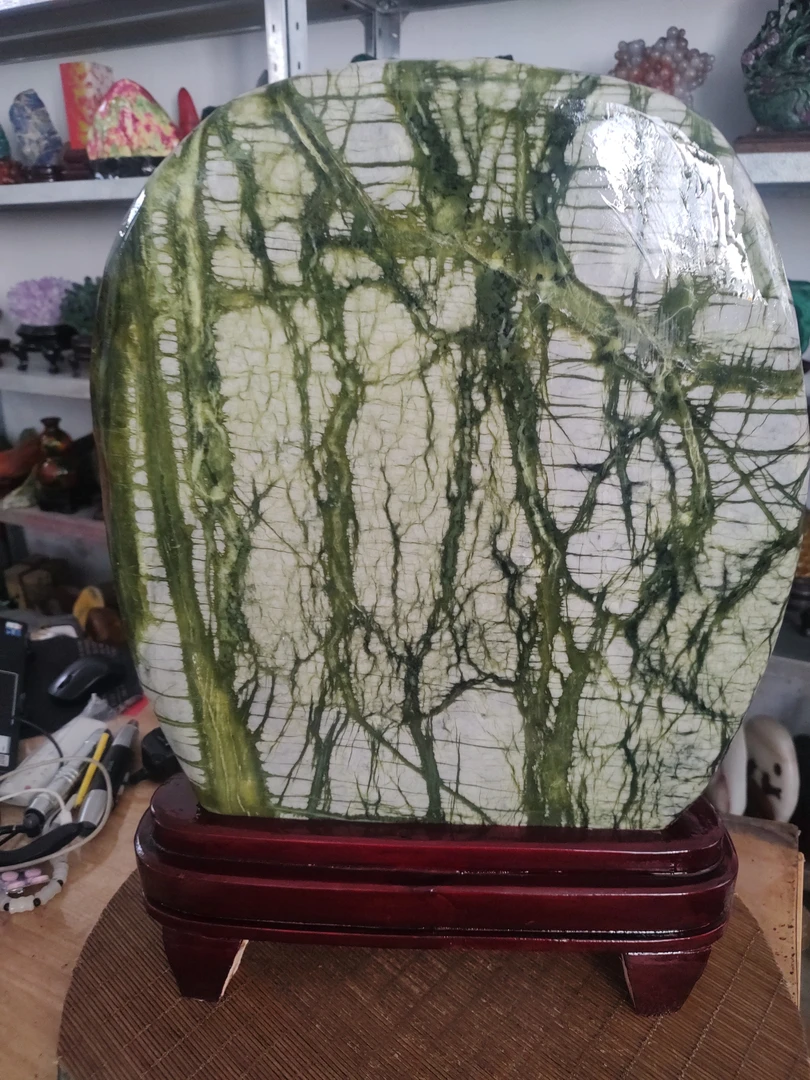 春意盎然兴旺家族，玉树石摆件家居装饰盆景石花架摆件