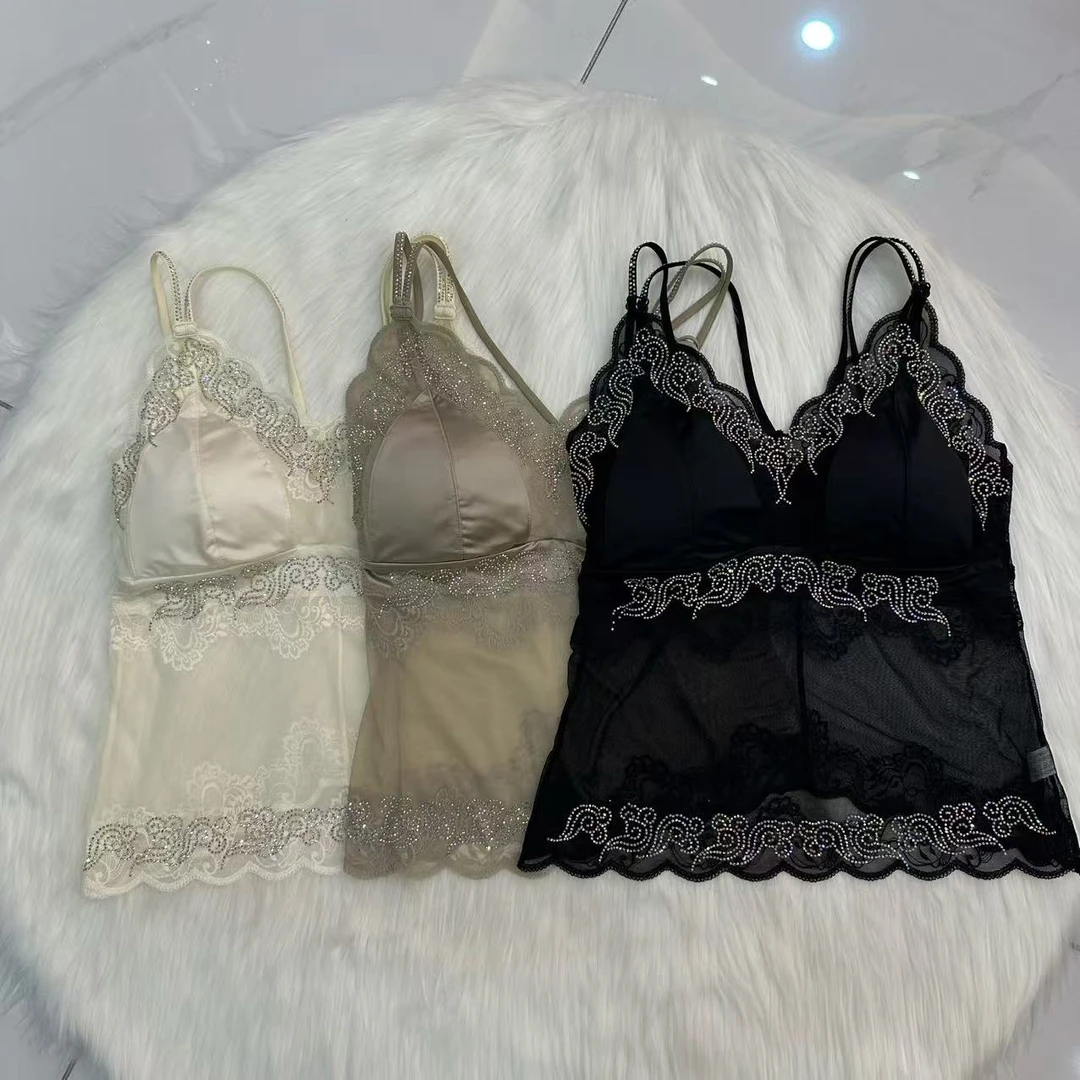 coco家时尚重工满钻美背舒适百搭性感女士蕾丝吊带法式聚拢288