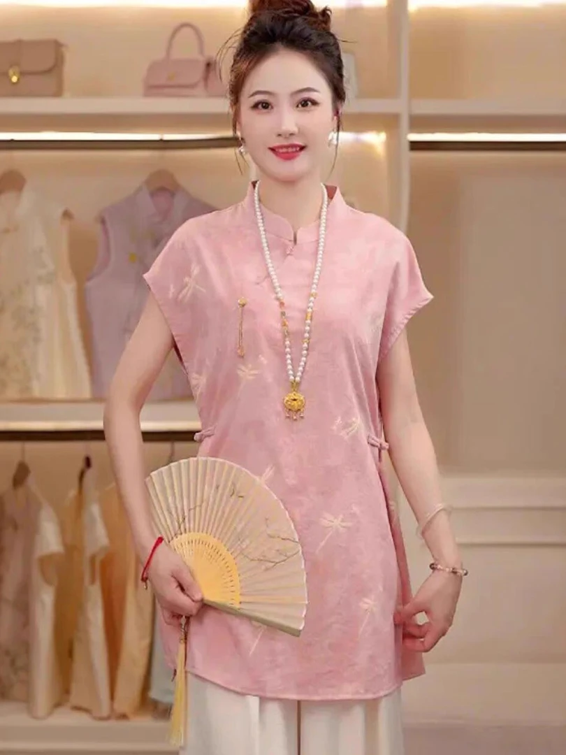 新中式国风绝美盘扣轻薄无袖上衣女2025新款立领高级感