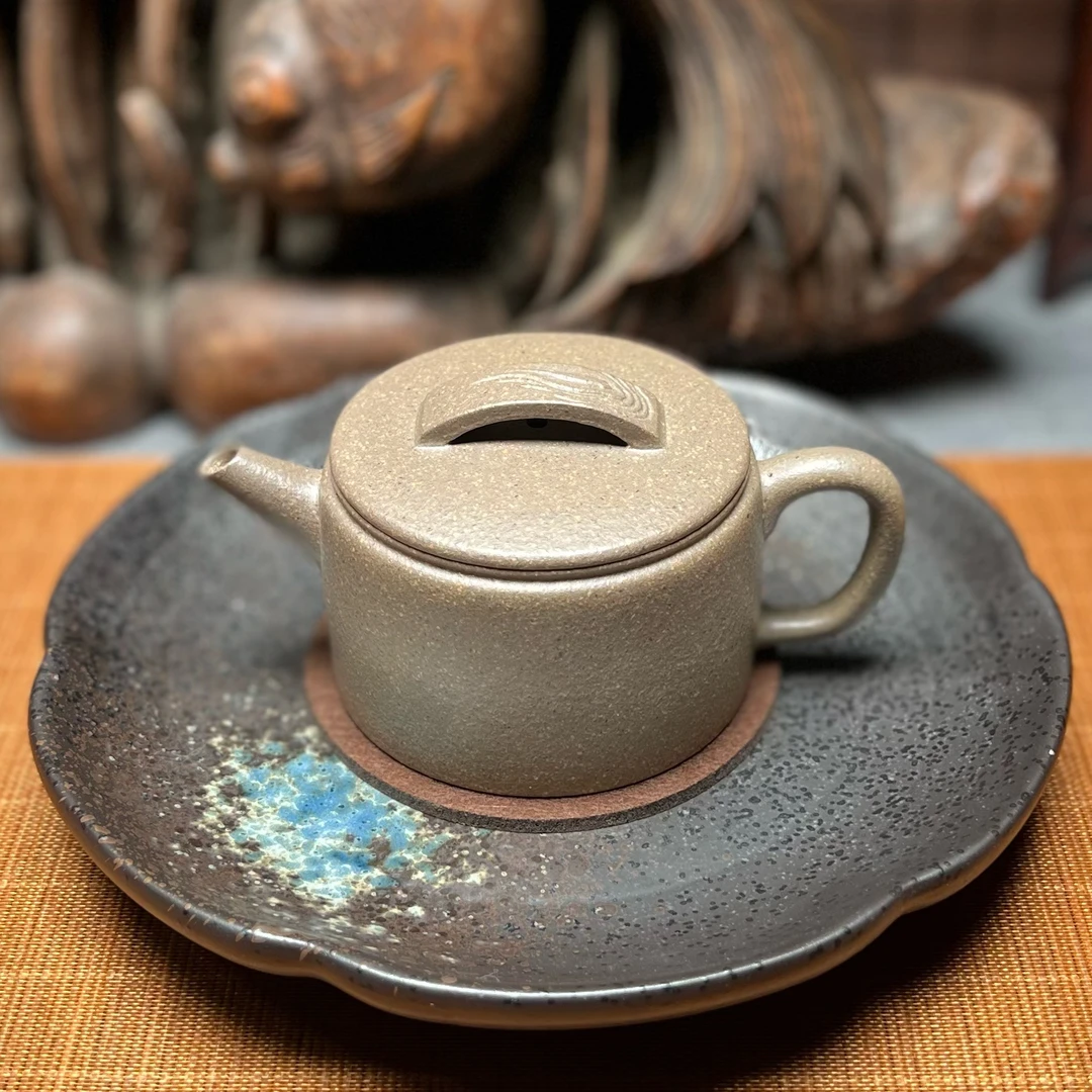 宜兴紫砂壶薄胎精工汉瓦壶170cc原矿青段泥纯手工国潮中国风茶壶