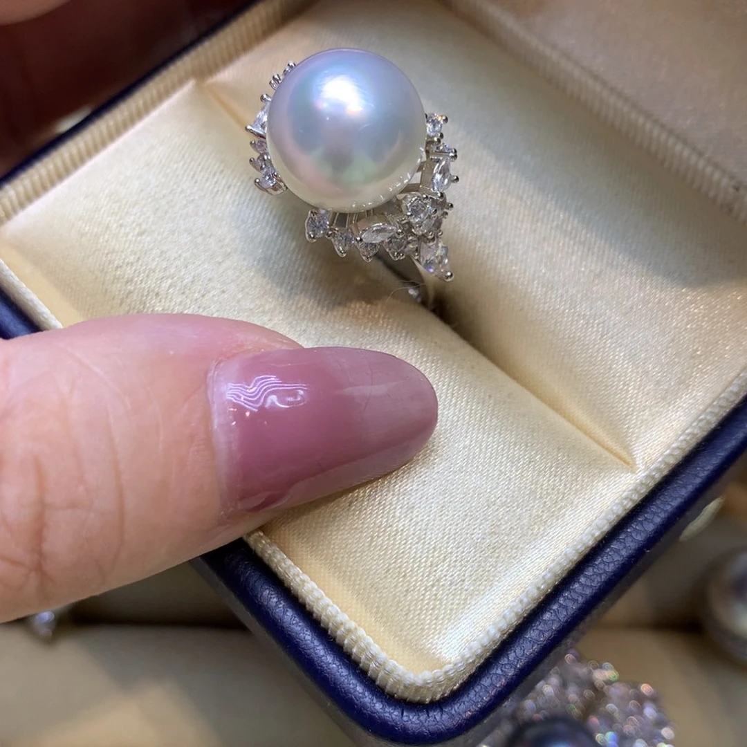 银S925镶嵌戒指海水珍珠