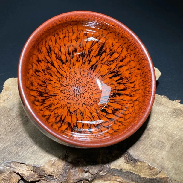 建盏火焰鹧鸪羽 将军杯120cc容量 9.3口径配盏袋，不需带泪请备注