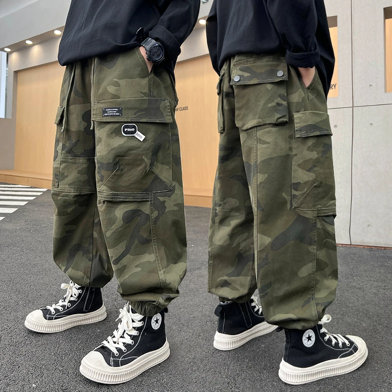 男童春秋迷彩休闲裤2025中大童帅气工装裤儿童休闲运动时尚男孩潮