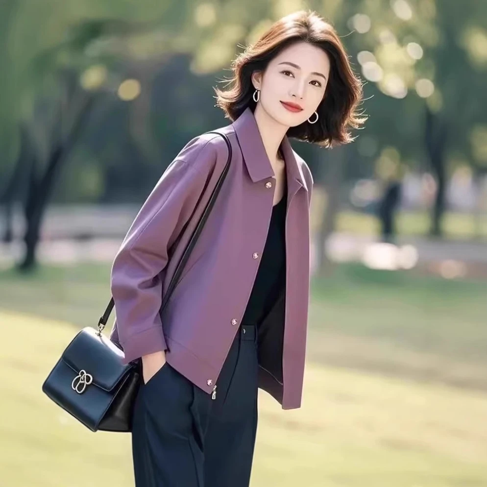 2025年流行爆款女装韩版减龄漂亮洋气紫色薄款外套2025年春款上衣
