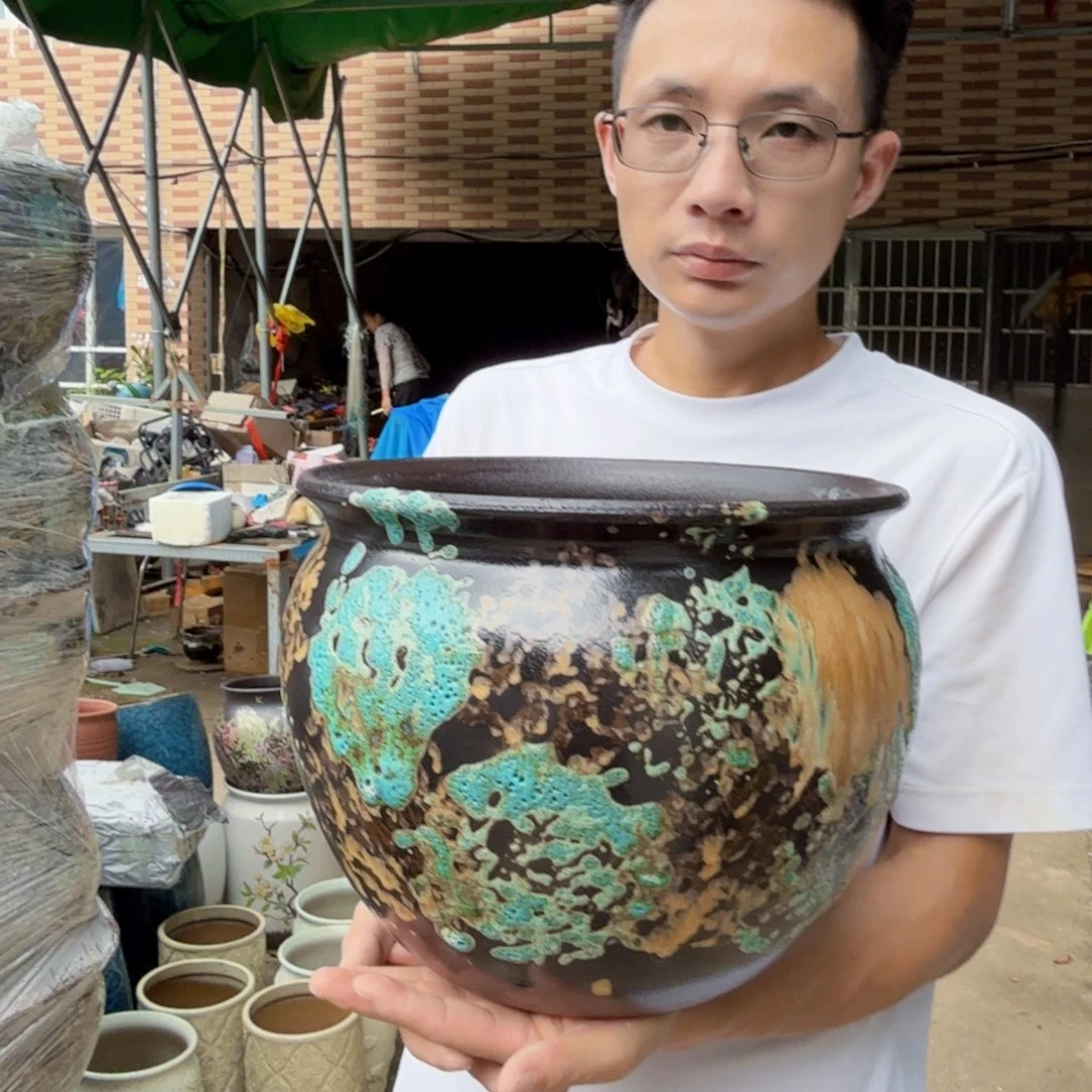 紫砂花盆口30高25（一个胖子姹寂