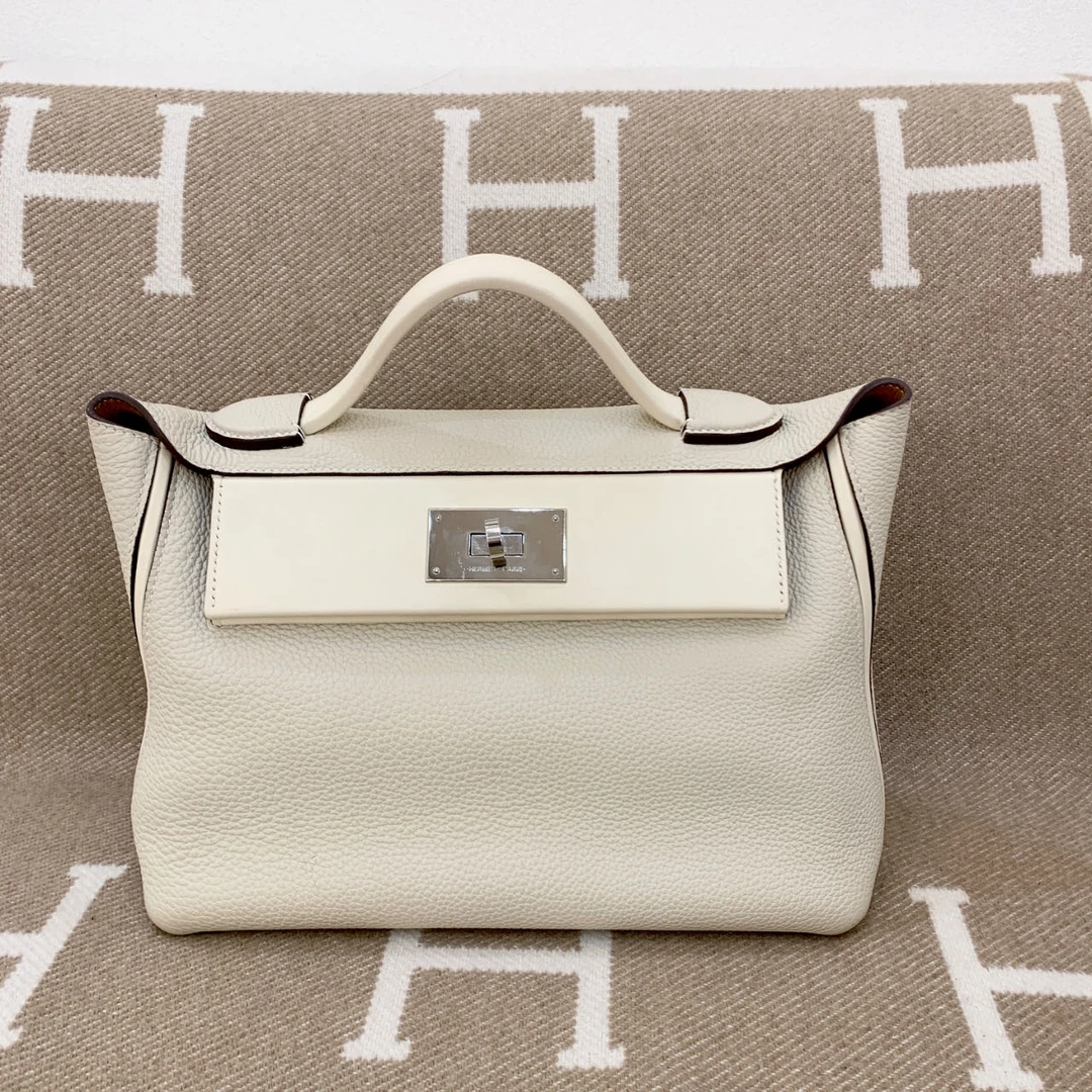 95新 Hermes/爱马仕 2424 29 Z togo 冰川白芝麻色0712m2