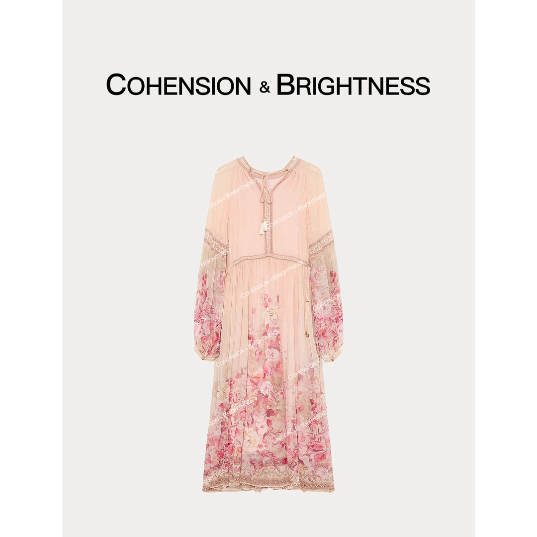 凝慧真的好【霓裳羽衣】春夏新款名媛印花桑蚕丝时尚连衣裙LQ163