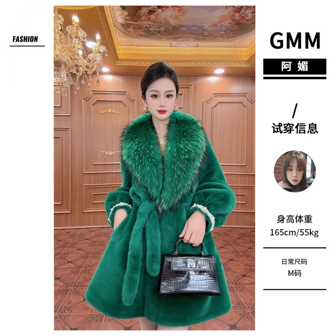 【阿媚】《布达佩斯》贵气十足2026时尚中长款貂绒貉子毛皮草大衣外套