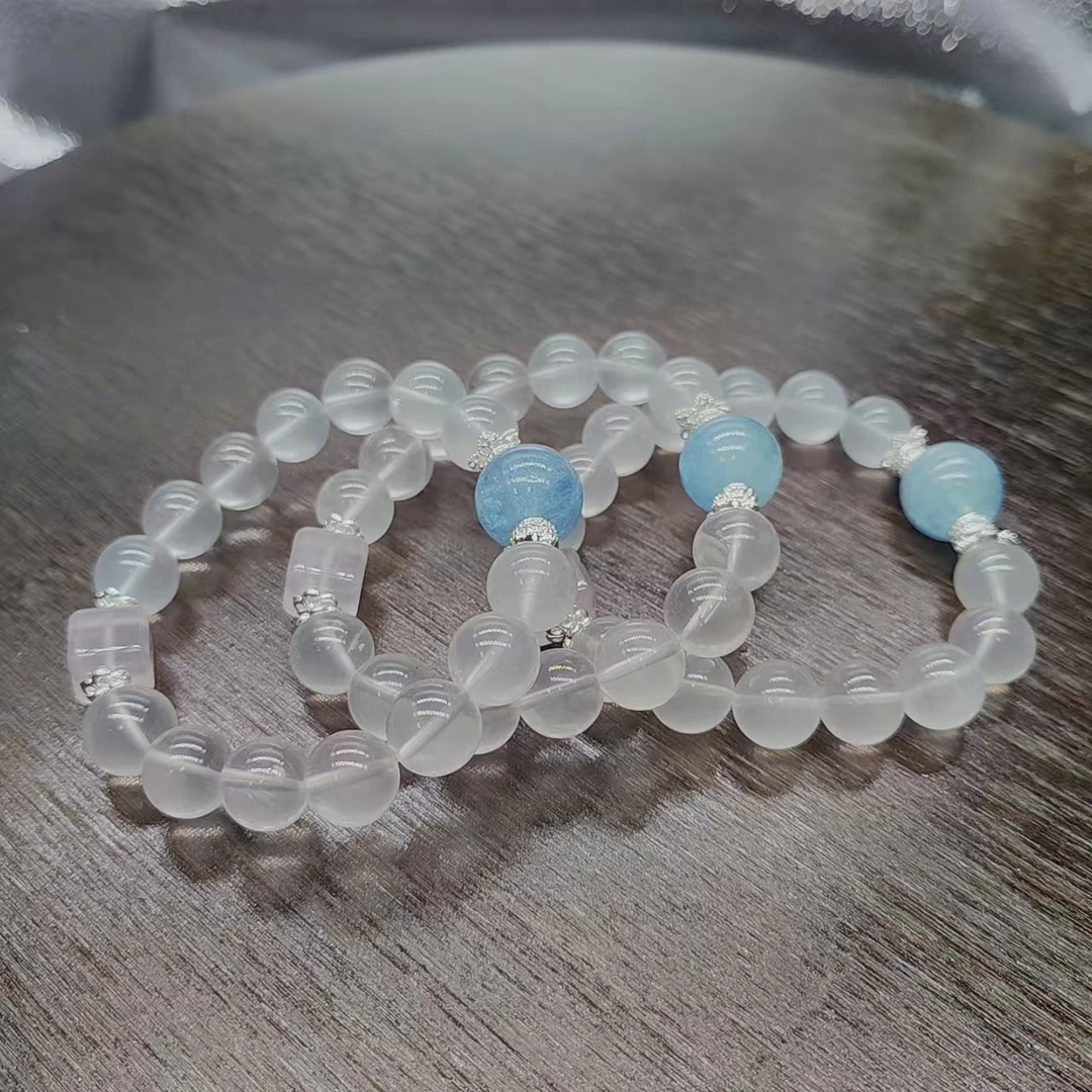 硕夏天然奶白晶11-12mm设计款手链多样性发其一SX0670