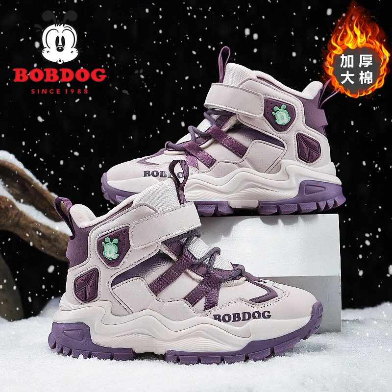 巴布豆女童雪地靴2025冬季新款防水加绒加厚保暖男孩棉子儿童靴子