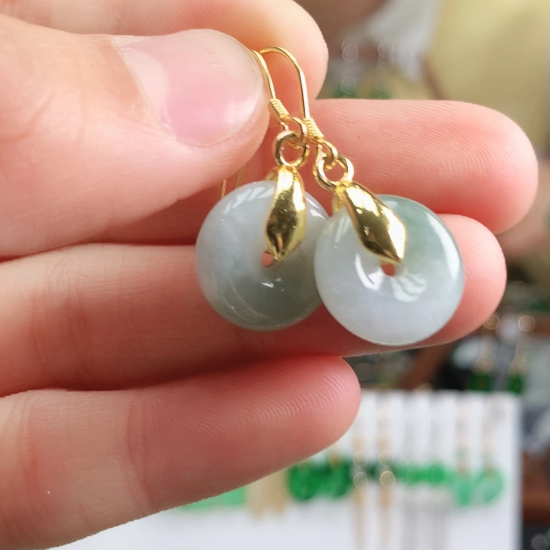 翡翠耳饰银S925镶嵌耳饰