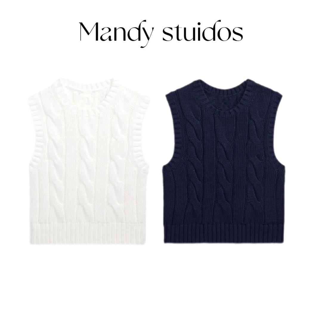 2025早秋绞花编制棉质短款背心马甲-2545