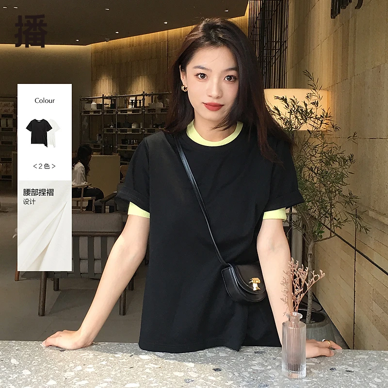 【达人专属】播T-SHIRT运动时尚显瘦透气宽松黑色短袖BDR1YD0013