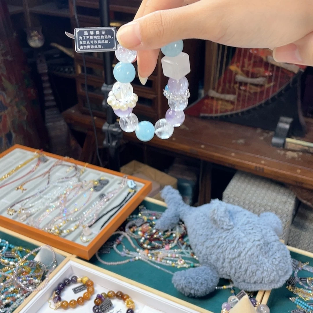 水晶手链银S925镀金镶嵌