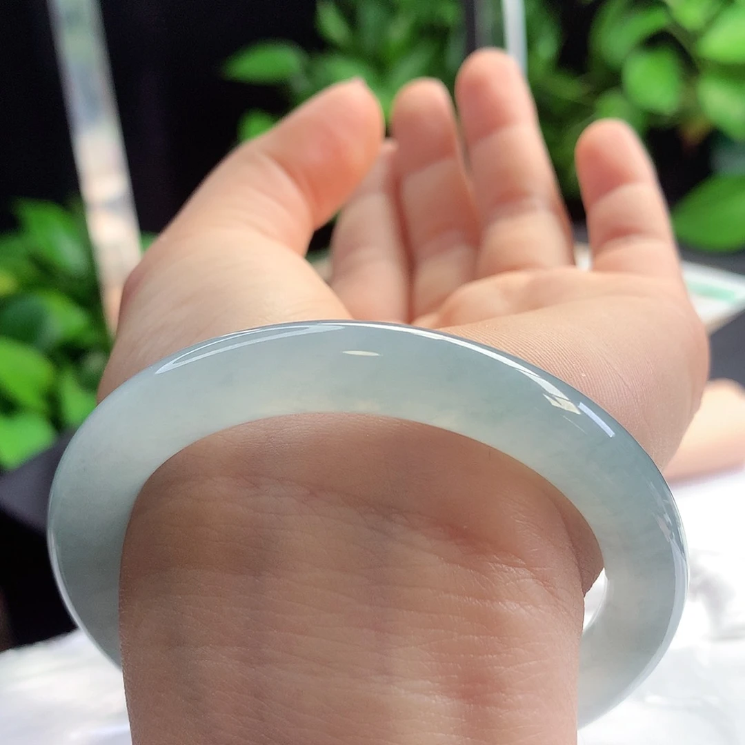 未镶嵌手镯翡翠56-57圈口冰蓝治愈海天一线10号