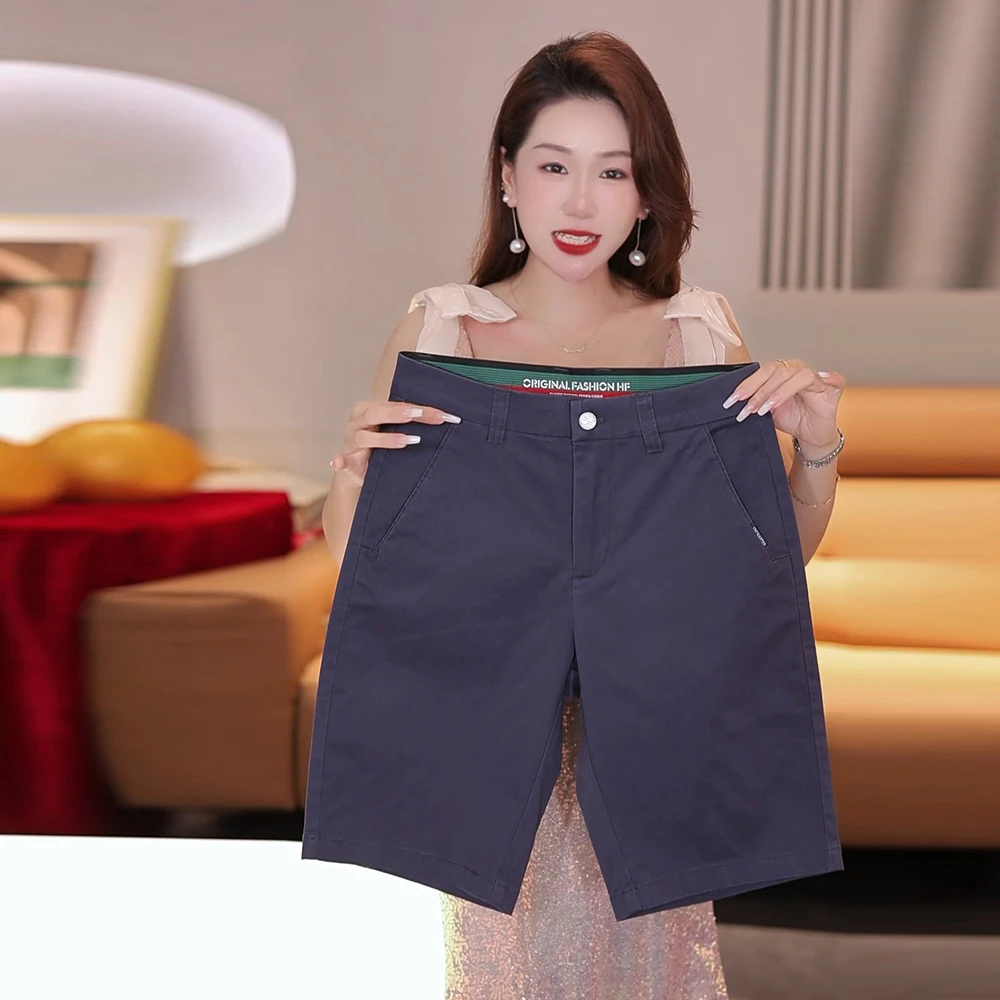 2025夏季高端薄款透气简约中裤五分裤短裤修身男士外穿弹力休闲裤