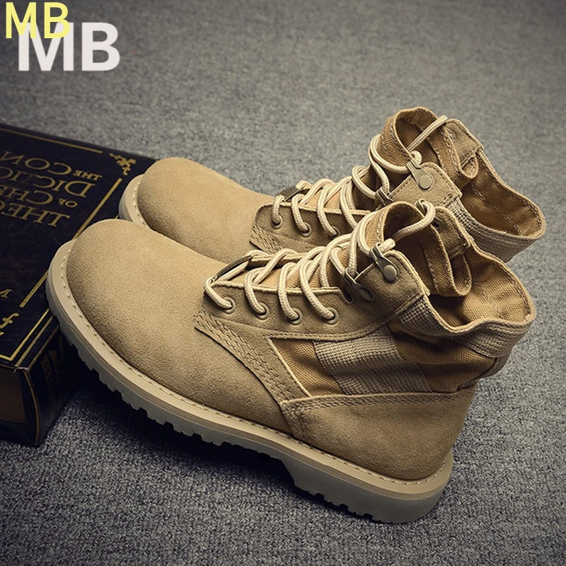 马丁靴男中帮真皮短靴子春秋季新款工装靴高帮情侣潮流透气沙漠靴