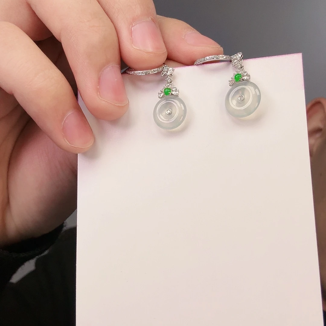 翡翠颈饰18K金镶嵌一对