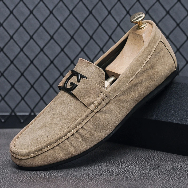 豆豆男鞋秋季新款一脚蹬软底驾车鞋青年休闲百搭乐福鞋男款时尚K0