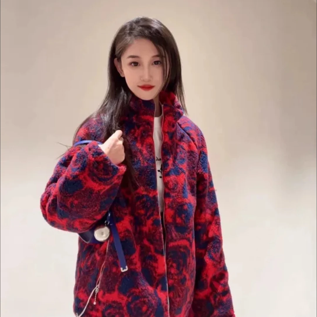 未使用 BURBERRY/博柏利 蓝标印花双面穿玫瑰绒头夹克外套/bb319