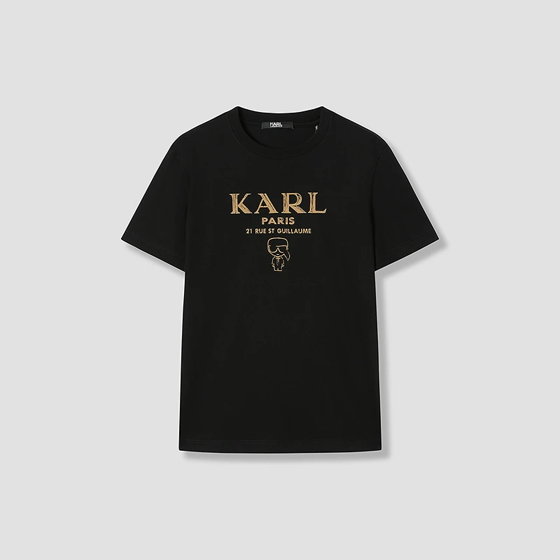 【官方男装】KARL LAGERFELD卡尔拉格斐25新款短袖T恤黑金M22X1725