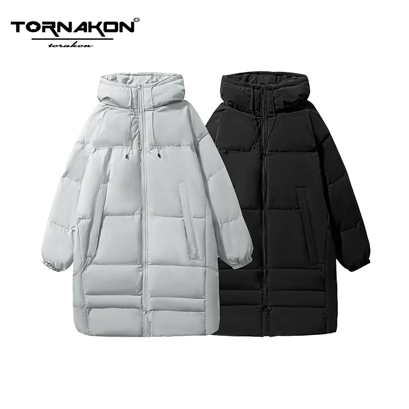 TORNAKON冬季新款羽绒服情侣款时尚休闲连帽长款保暖百搭羽绒服