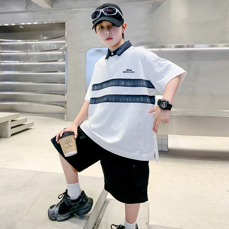 男童夏装短袖POLO衫中大童T恤2025新款儿童夏季男孩帅气半袖上衣