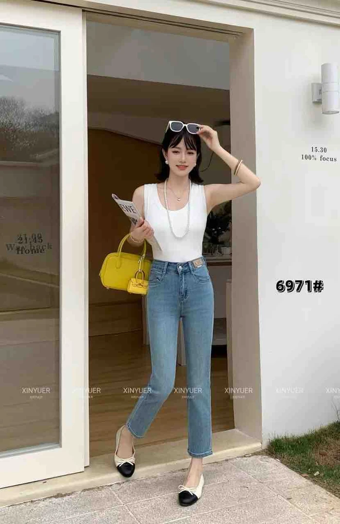 2025新款6971烟管牛仔裤 女显瘦直筒时尚弹力百搭外穿