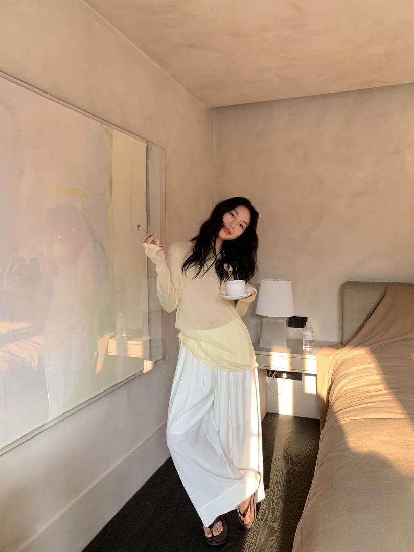 福秒-含亚麻人棉的！高腰阔腿休闲裤（BY27216#）OBT