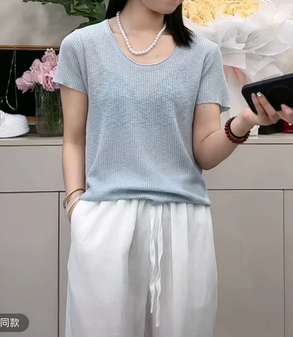 882极简风百搭凉爽圆领半袖冰丝衫77