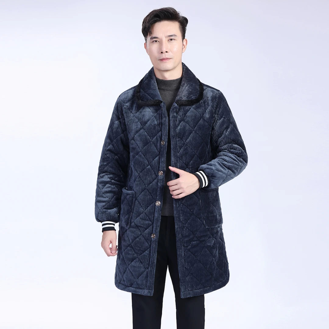 加绒加厚宽松冬季工作服法兰绒罩衣外套防寒保暖防污脏大码棉服男