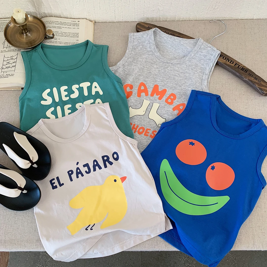 ZYx067男童卡通印花无袖圆领背心2025夏季新款时尚休闲