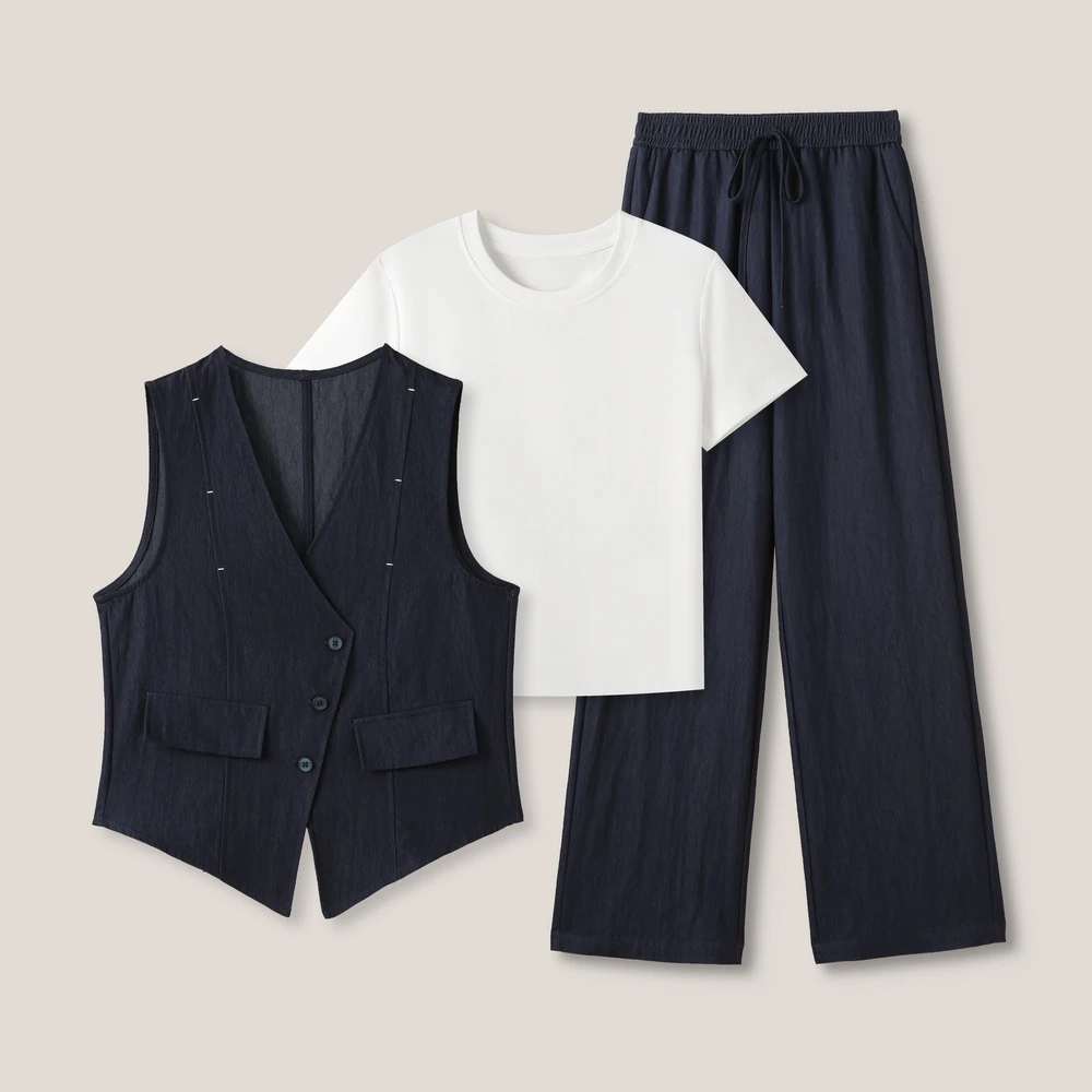 【四姐专属】女式时尚休闲百搭梭织三件套套装ss26090