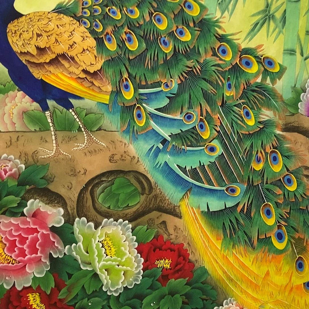 国画2.4孔雀牡丹图