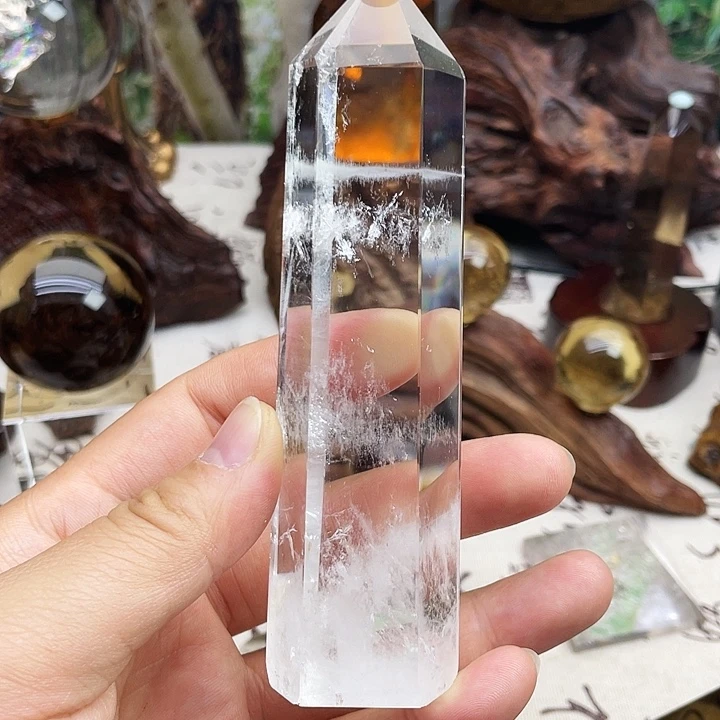 水晶珠宝半成品未镶嵌白水晶柱子