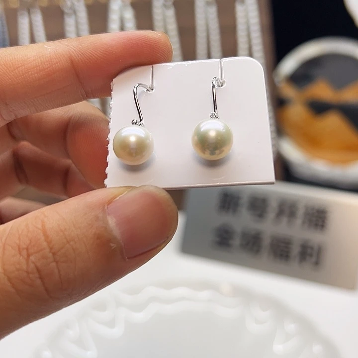 银S925镶嵌耳饰淡水珍珠