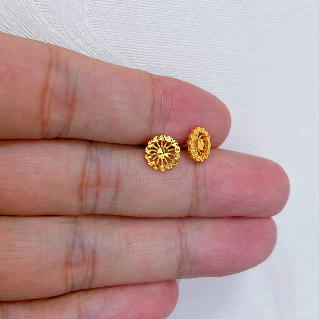 足金999仿钻太阳花耳钉闪亮仙女时尚