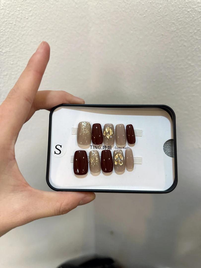 【豆沙云锦】 牢固时尚持久显白气质甲片 贴片纯手工穿戴甲10片