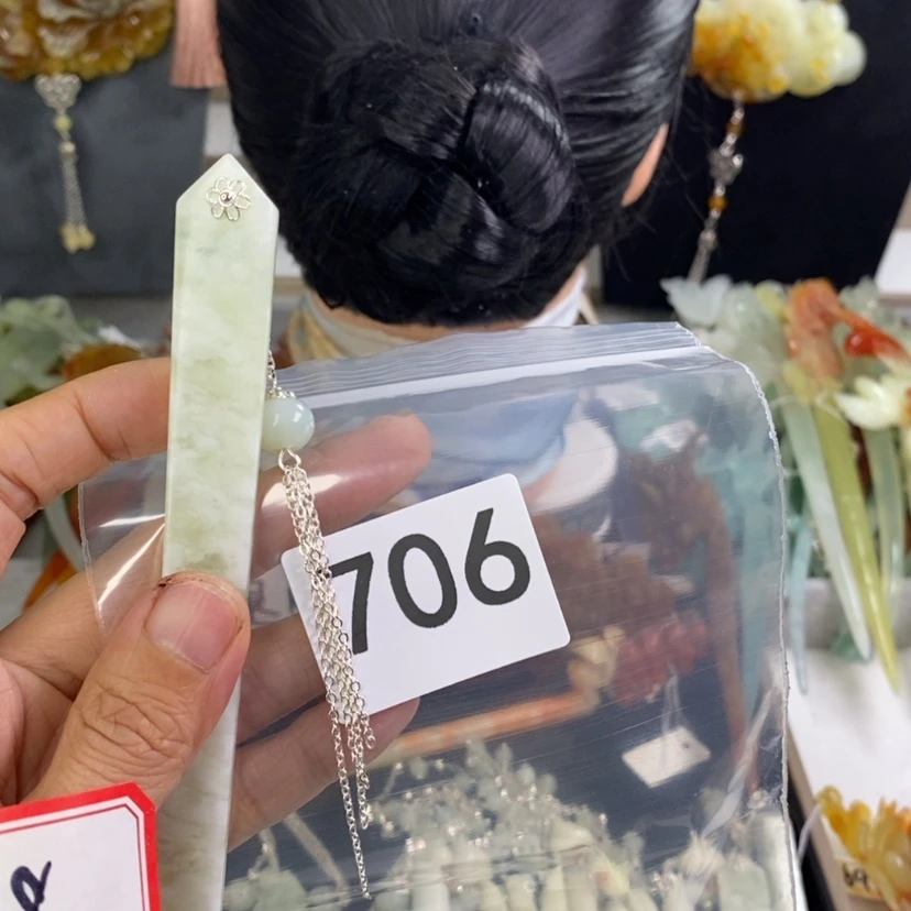 【闪购商品】岫玉发饰未镶嵌嫡*
