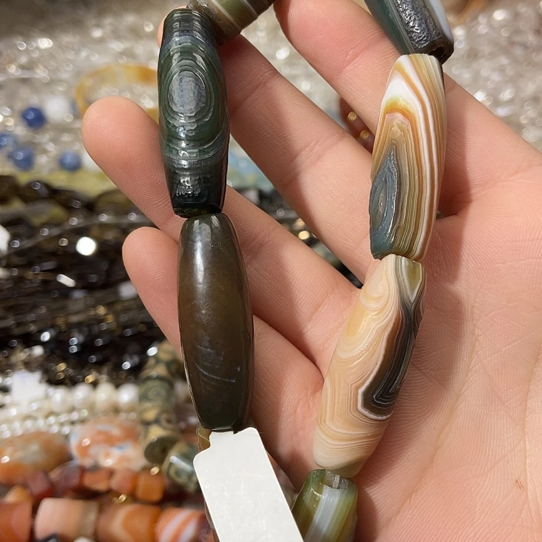 玛瑙/玉髓散珠孔雀老玛瑙