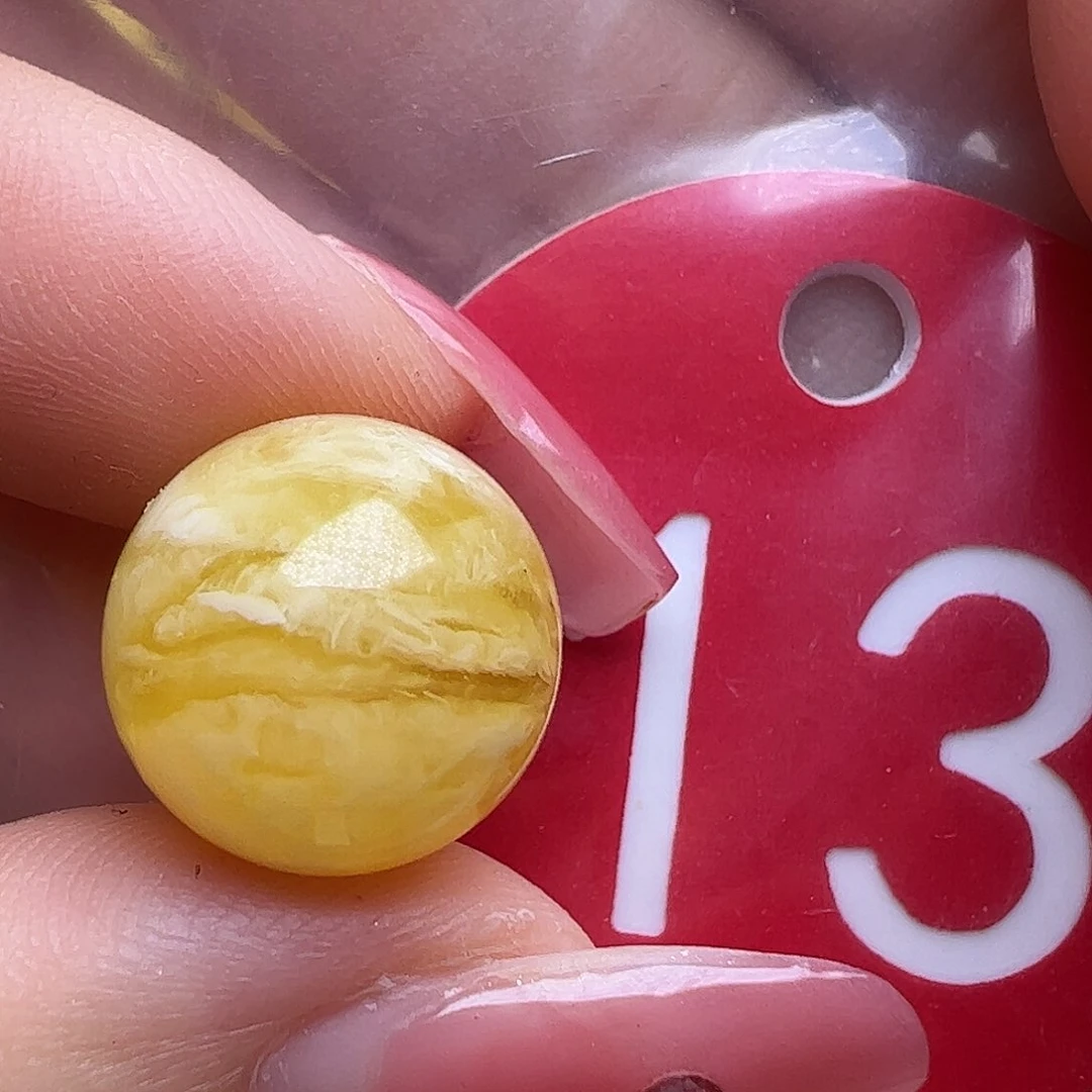 蜜蜡未镶嵌珠宝奇石微瑕13mm虎皮圆珠