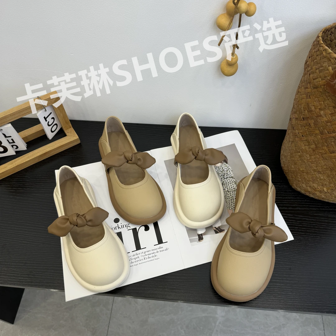 卡芙琳SHOES严选  玛丽珍小皮鞋女新款软底孕妇蝴蝶结法式单鞋女